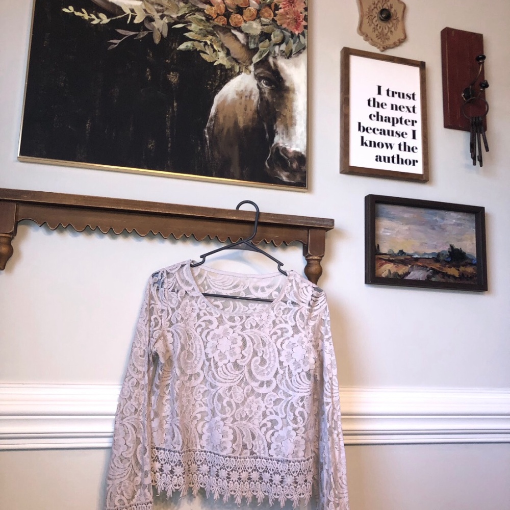 { Beautiful gray lace cropped top }